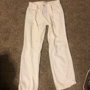 White flare pants